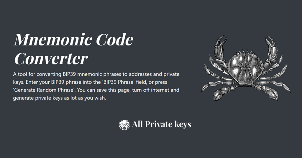 Bip39 Phrase Code Converter 2 Bip39 Seed Code Converter